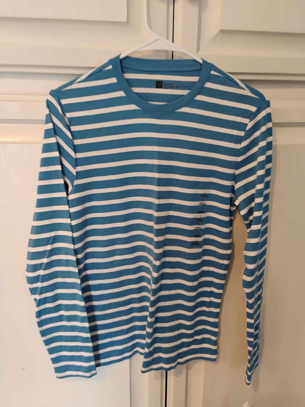 GAP Blue and White Striped Long-Sleeve Tee